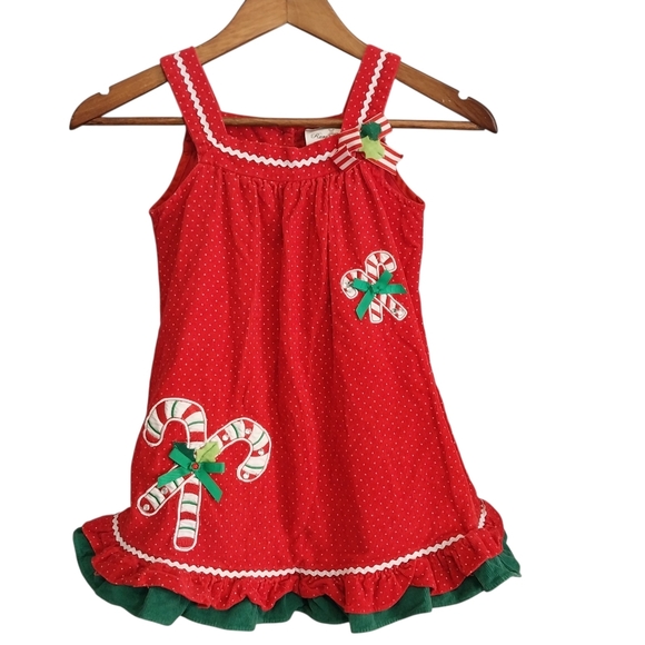 Rare Editions Other - Vtg Rare Editions Girls Size 5 Red Corduroy Candy Cane Christmas Jumper Dress